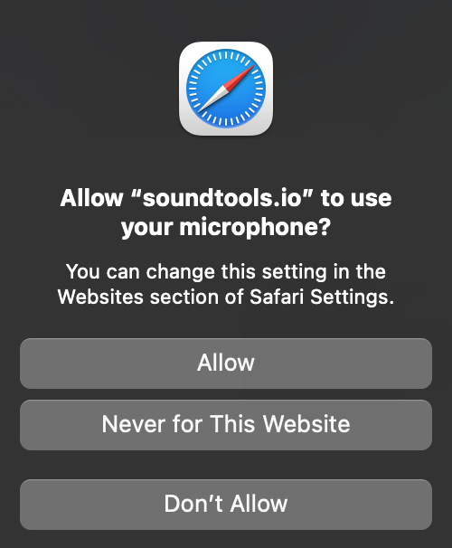 Safari microphone permission dialog — tap Allow